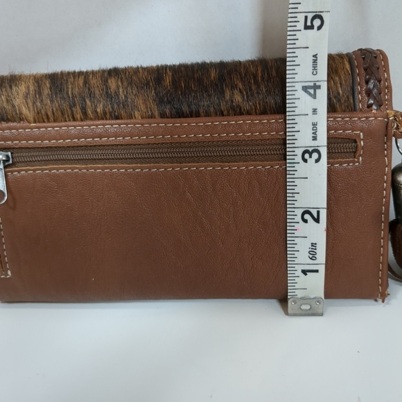 Nocona Brown Leather/Cowhide Wallet with Tassel and Studs - Picture 4 of 8